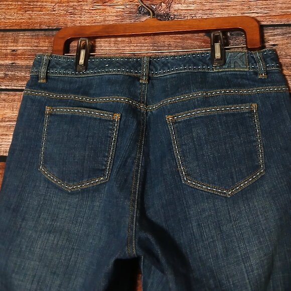Michael Kors Jeans Size 10 Petite 10P Flare Leg Mid Rise Blue Denim Stretch - Picture 5 of 9